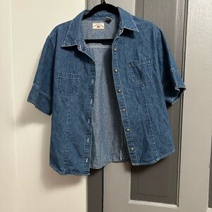 Vintage Denim Short Sleeve Button-Up Shirt